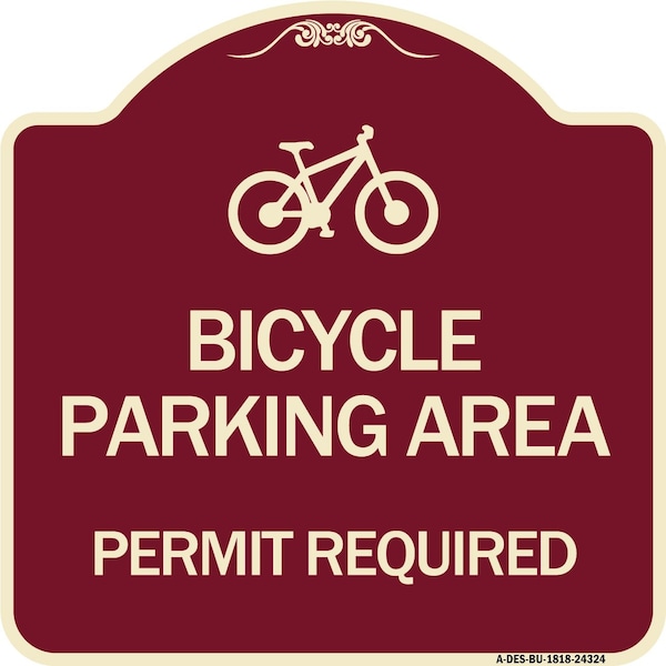 Signmission Bicycle Parking Area Permit Required W/ Graphic Heavy-Gauge Aluminum Sign, 18" x 18", BU-1818-24324 A-DES-BU-1818-24324 - main